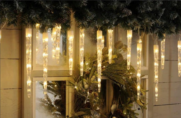 Festive 24 Colour Changing Icicle Christmas Lights White to Warm White