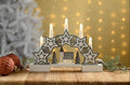 Lit Star and Village Christmas Candle Bridge Battery Operated - 32cm