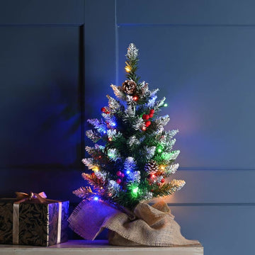 Festive Pre Lit Berry and Cone Table Christmas Tree - 60cm