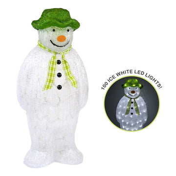 The Snowman Christmas Outdoor Garden Decoration - 55cm - 100 Ice White LED's