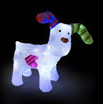 The Snowdog Christmas Outdoor Garden Decoration - 31cm - 24 Ice White LED's