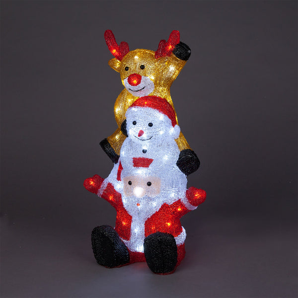 Snowtime 59cm Indoor Outdoor Santa Snowman Reindeer Tower With 60 Ice White LEDs