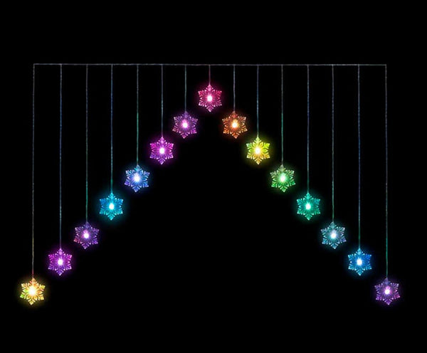Christmas Indoor or Outdoor Snowflake 'V' Curtain Lights Multi Colour 15 Lights