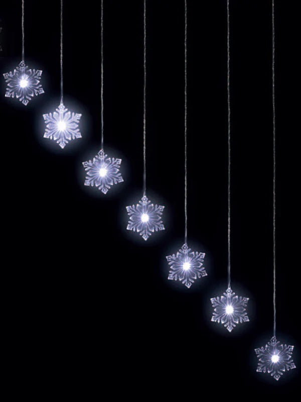 Christmas Indoor or Outdoor Snowflake 'V' Curtain Lights - Ice White - 15 Lights