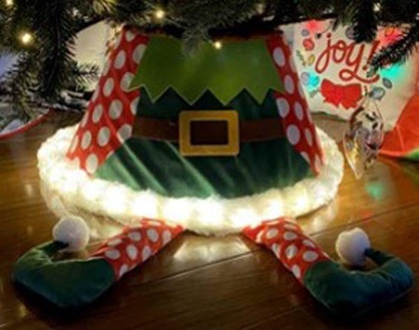 Snowtime 60cm Elf Tree Skirt Collar / Base Cover with Led Lights and Timer