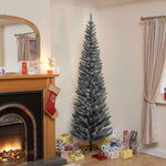 Snowtime Wrapped Pencil Pine Christmas Tree - Grey - 4ft - 120cm