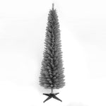 Snowtime Wrapped Pencil Pine Christmas Tree - Grey - 4ft - 120cm