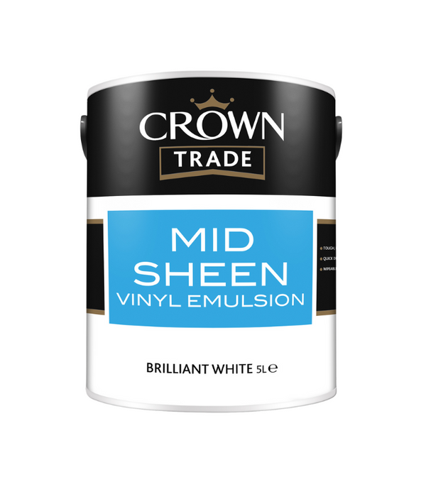 Crown Trade Vinyl Mid Sheen Emulsion - White