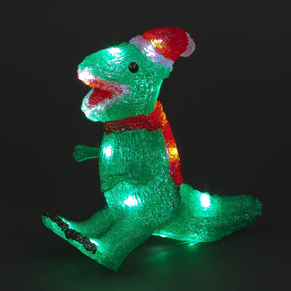 Acrylic Light up Christmas Dinosaur Indoor or Outdoor Garden Decoration - 20cm