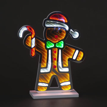 Snowtime Christmas Infinity Gingerbread Man with 3D LED Tunnel Effect - 40cm