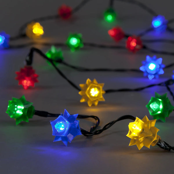 Christmas Flower String Lights Mains Powered - Multi Colours - 80 Lights