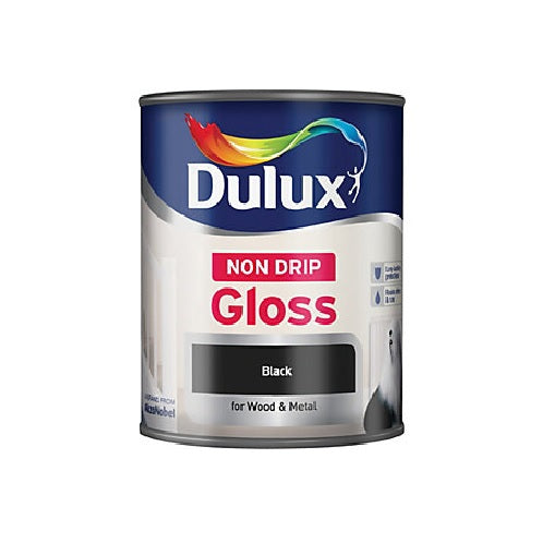 Dulux Retail Non Drip Gloss Paint - Black - 750ml and 2.5 Litres