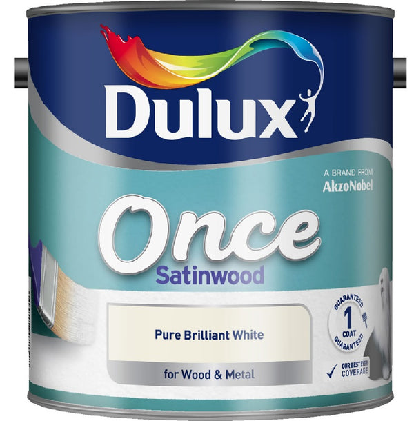 Dulux Retail Once Satinwood Paint Pure Brilliant White 2.5L / 750ml