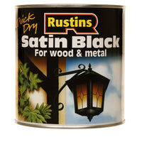 Rustins Quick Dry Satin Black Paint 250ML / 500ML / 1L / 2.5 Litre ALL SIZES