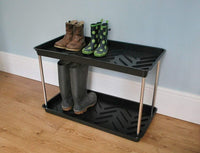 Muddy or Dirty Shoe, Boot and Wellies Tray - Black 2-Tier