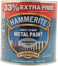 Hammerite - Hammered Direct To Rust Metal Paint - 750ML + 33% Extra Free - Silver