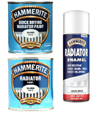 Hammerite - Radiator Enamel Metal Paint White - Satin or Gloss