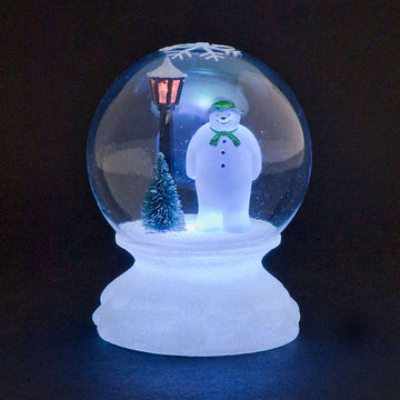 Snowtime Battery Power Globe with Snowman and Lamppost multi Colour led's - 12cm