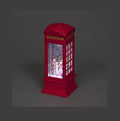 Snowtime Water Snowstorm Phone Box with Trio Snowmen - 27cm - Ice White LED's