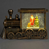 Snowtime Gold Christmas Train with Santa Water Glitter - 17cm - Warm White LED's