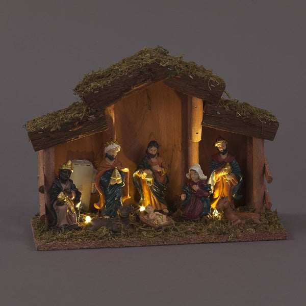 Snowtime Christmas Lit Nativity Scene 18cm - Battery Operated
