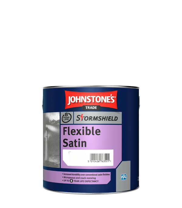 Johnstones Trade Stormshield Flexible Satin Brilliant White or Black - 2.5 Litre