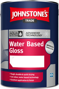 Johnstones Trade Aqua Water Based Gloss Paint - Brilliant White or Black