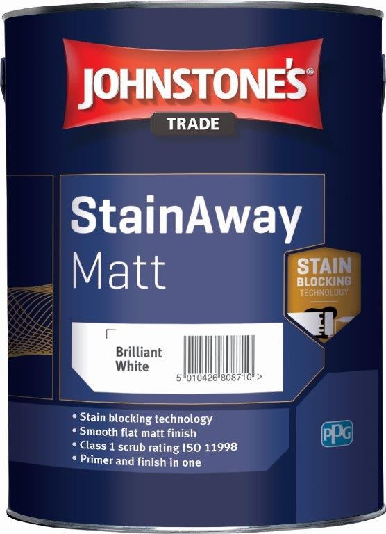 Johnstones Trade StainAway Matt Paint - Brilliant White