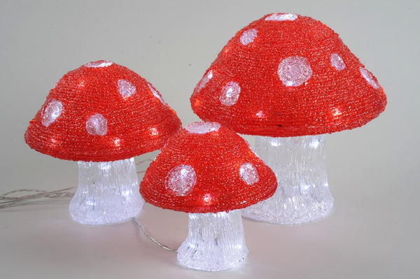 LED Acrylic Christmas Xmas Mushroom Outdoor Decoration Made by Kaemingk