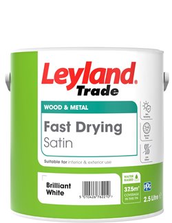 Leyland Trade Fast Drying Satin Paint - Brilliant White - 2.5L or 750ml