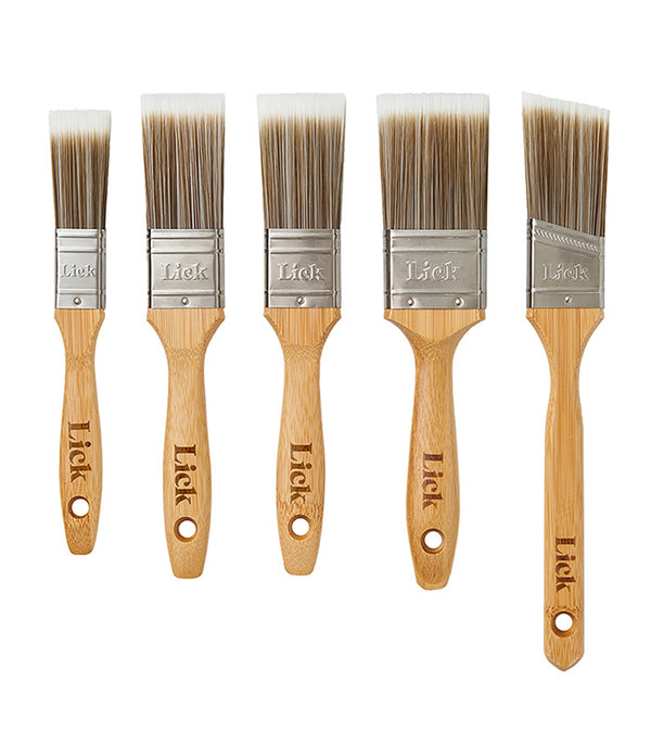 Lick Paint Brush Set - 5 Pack (1", 2x 1.5, 1.5" Angle and 2")