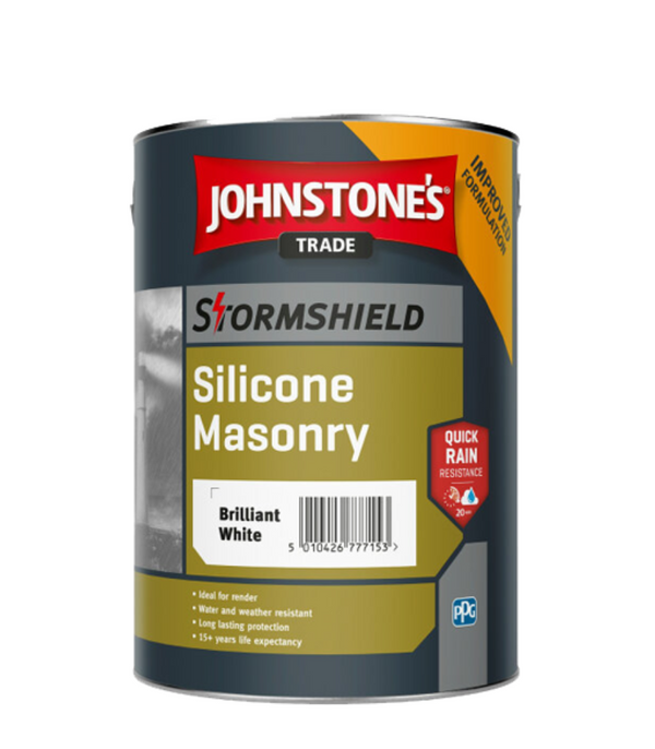 Johnstones Trade Silicone Masonry Paint - Brilliant White - 5 Litre
