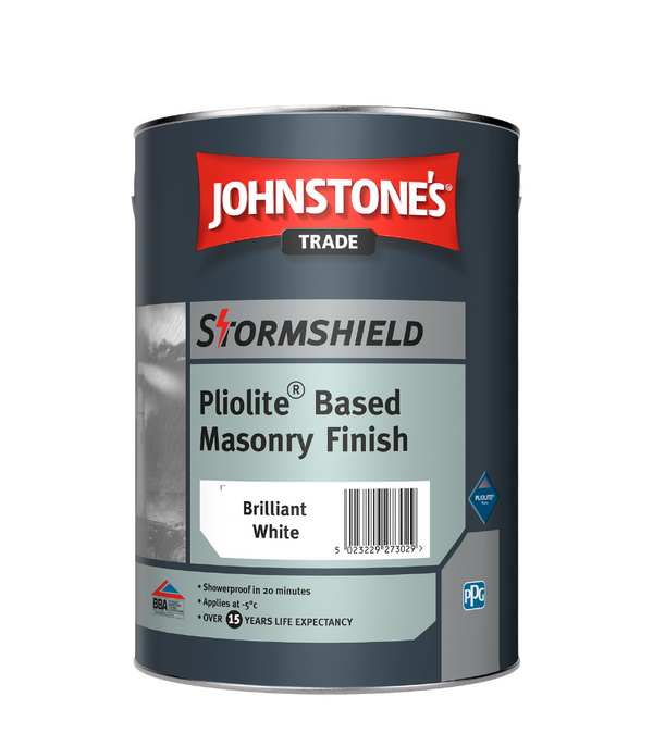 Johnstones Trade Stormshield Pliolite Masonry Paint - Brilliant White - 5 Litre