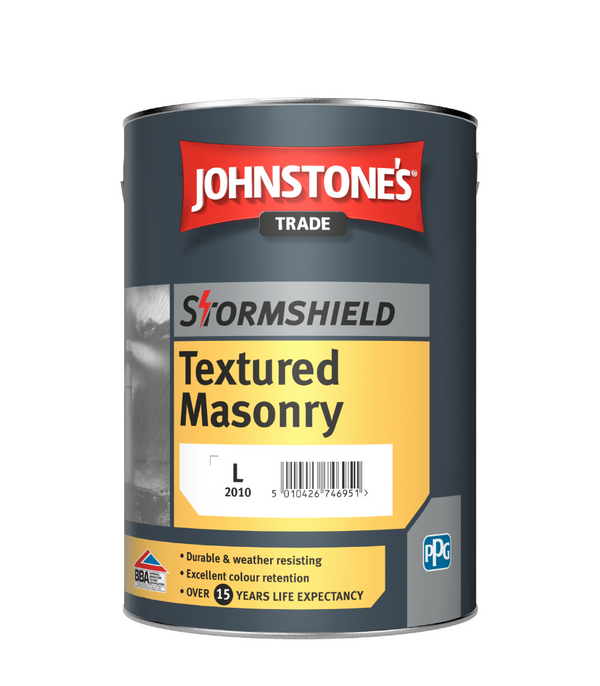 Johnstones Trade Stormshield Textured Masonry Paint - Brilliant White - 5 Litre