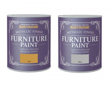 Rust-Oleum Metallic Finish Furniture Paint 750ml / 125ml - Silver & Gold