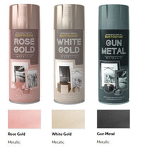 Rust-Oleum Metallic Finish Spray Paint - 400ml - Gun Metal, Rose and White Gold