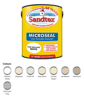 Sandtex 15 Year Microseal Fine Textured Masonry - All Colours - All Sizes