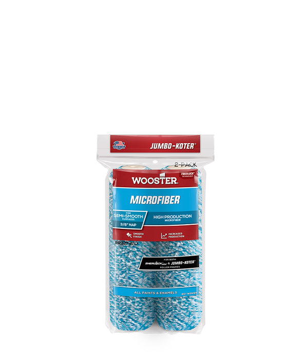 Wooster Jumbo Koter Microfiber Mini Roller Sleeves 3/8" Nap Semi Smooth - Twin Pack