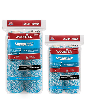 Wooster Jumbo Koter Microfiber Mini Roller Sleeves 3/8" Nap Semi Smooth - Twin Pack