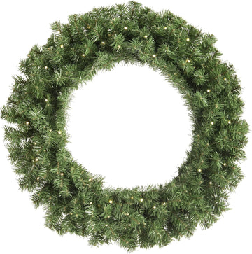 Festive Christmas Artificial Battery Operated Lit Green Wreath 60 lights - 60cm