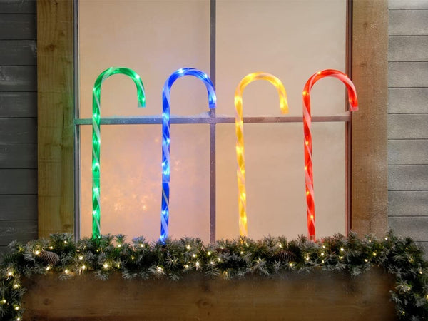 Festive Productions Candy Cane Stake Lights, 62 cm - Multi-Colour, Set of 4