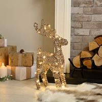 Festive Champagne Gold Lit Christmas Standing Reindeer - 55cm