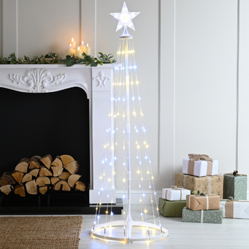 Festive Cone Tree With White and Warm White Multifunction Lights - 150cm