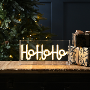 Festive Neon Flex Usb HO HO HO Sign Warm White - 30cm