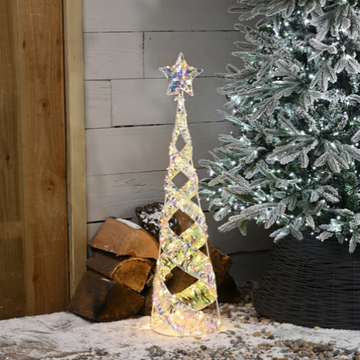 Festive Star Shimmer Lit Spiral Christmas Tree Multifunction - 80cm