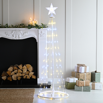 Festive Cone Tree With White and Warm White Multifunction Lights - 210cm