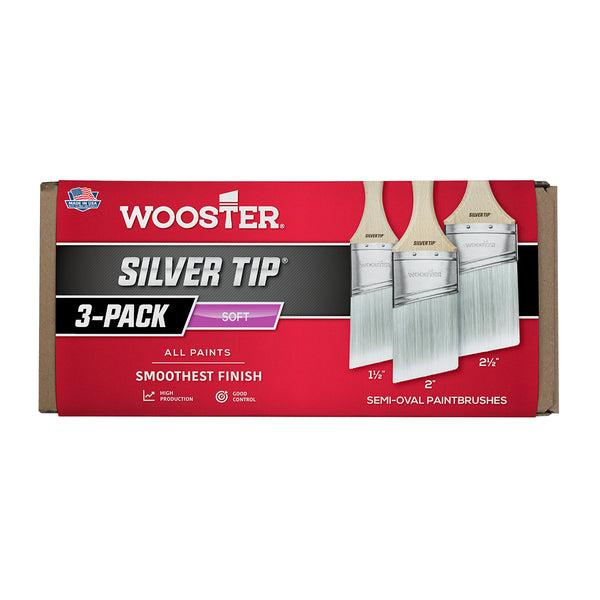 Wooster Silver Tip - Semi-Oval Angle Sash - 3 Pack Brush Set