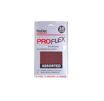 ProDec ProFlex Assorted Sandpaper - 10 Sheets Half Size (230mm x 140mm)