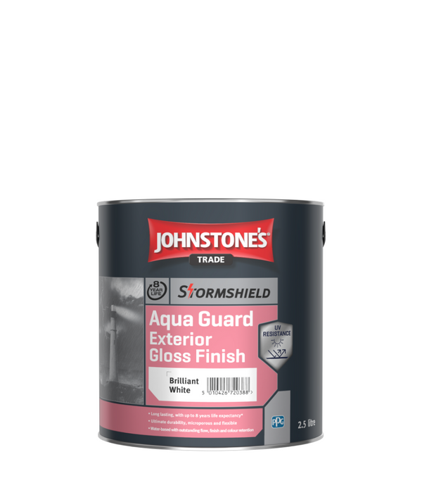 Johnstones Trade Aqua Guard Exterior Gloss - Brilliant White - 2.5 Litre