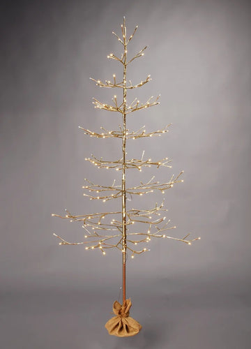 Festive Champagne Twig Christmas Tree With Trad Warm White LEDs - 3ft (90cm)